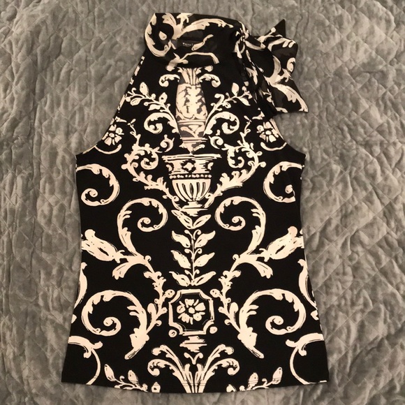 White House Black Market Tops - Printed Knit Sleeveless Top Black and White